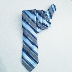 Standard Tie- Blue stripes on Dark Gray